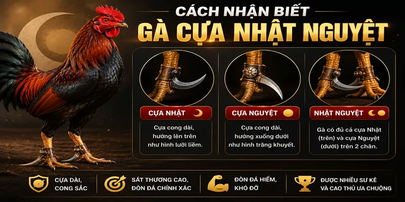 Hướng dẫn cách nhận biết gà cựa nhật nguyệt