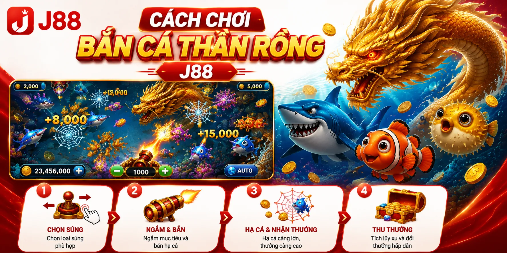 J88 hướng dẫn cách chơi bắn cá thần rồng