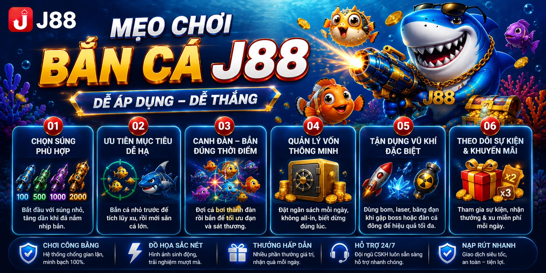 Hướng dẫn mẹo chơi bắn cá J88