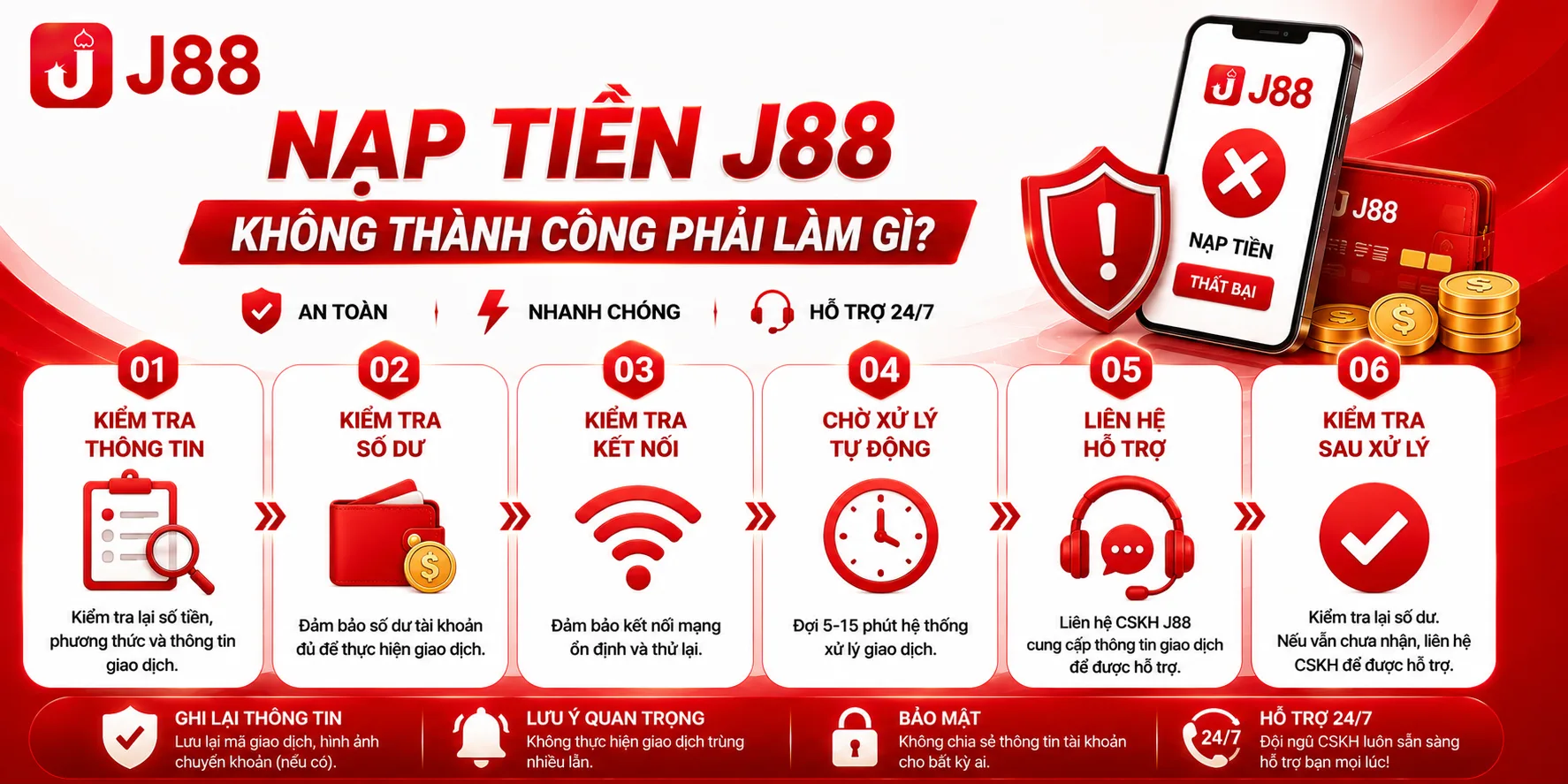 Nạp tiền J88 không thành công
