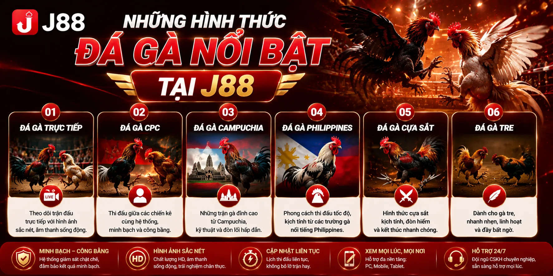 Các hình thức đá gà J88