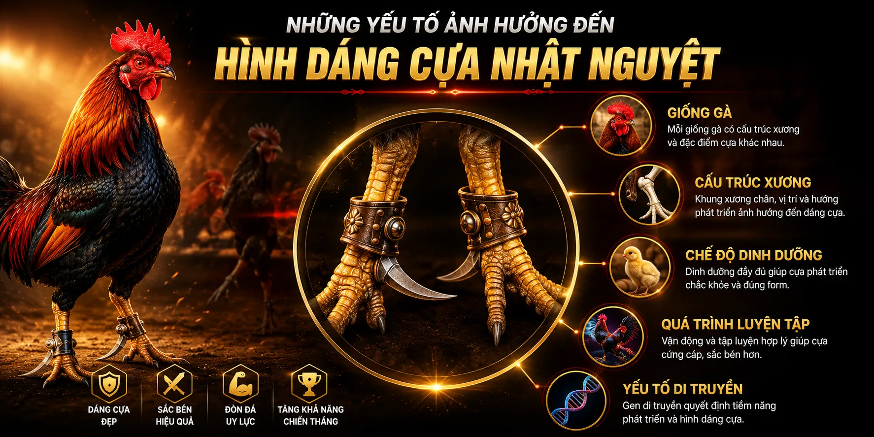 Yếu tố thay đổi hình dáng gà cựa Nhật Nguyệt