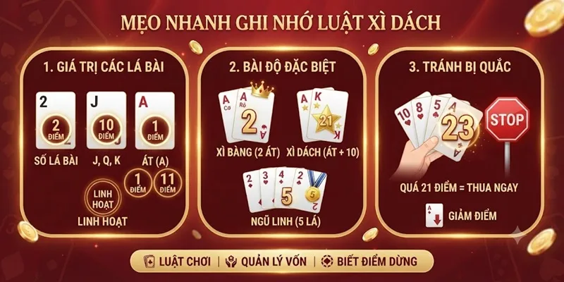Mẹo ghi nhớ bài xì dách